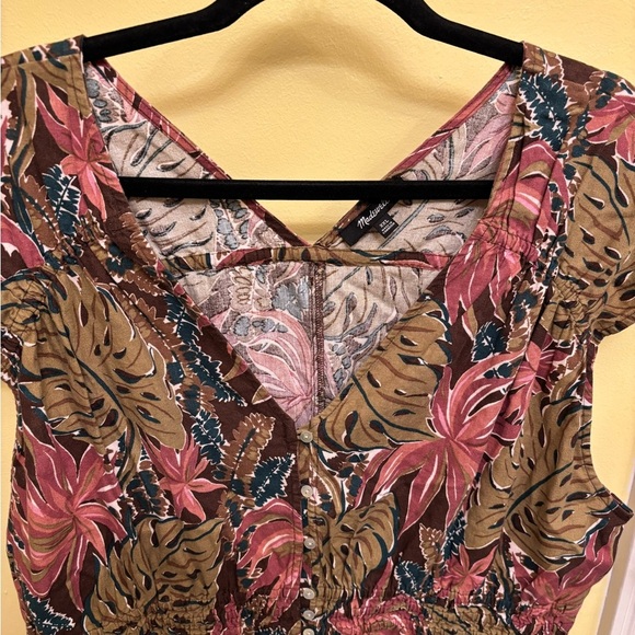 MADEWELL Women's Suzy Tropical Print Floral Short Sleeve  Top Size XXL - Picture 2 of 7